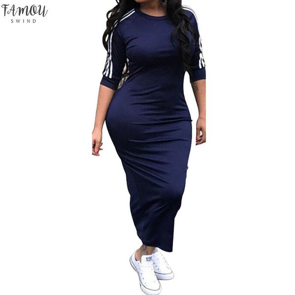 

work summer style women bodycon dresses new arrival casual crew neck half sleeve midi dress, Black;gray