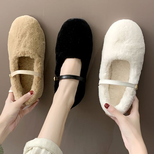 

moccasin shoes casual female sneakers 2019 fashion women's slip-on autumn round toe loafers fur flats moccasins winter modis, Black