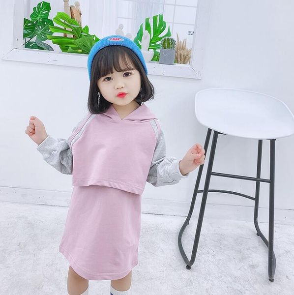 

2020 new baby girls 2 pcs set sweatshirt+vest dress fashion spring kids girls suit 1-6t, White