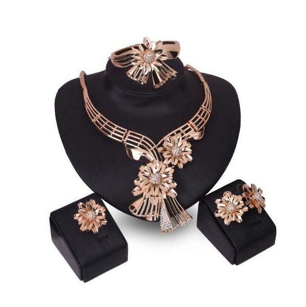 

women gold crystal flowers shape pendant necklace party jewelry choker layered initial personalized, Silver