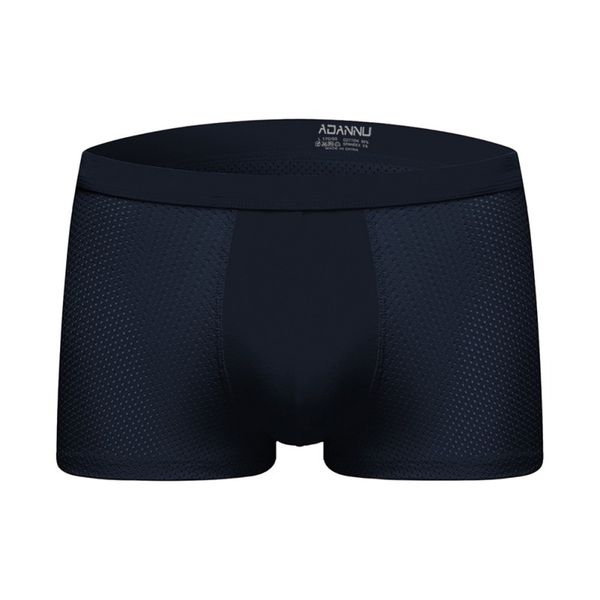 

men's mesh breathable boxer pants solid color wide belt home underwear independent u convex pocket, Black;white