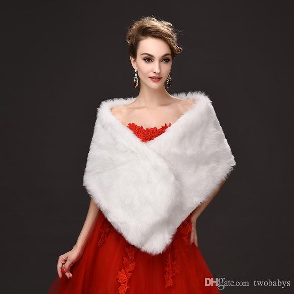

new ivory faux fur bridal wrap shawl cape stole bolero throw shrug coat, White