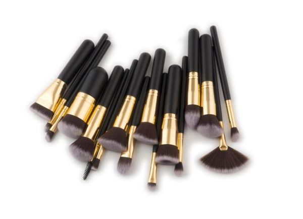 

beauty tools 17pcs makeup brushes set black handle gold tube brush
