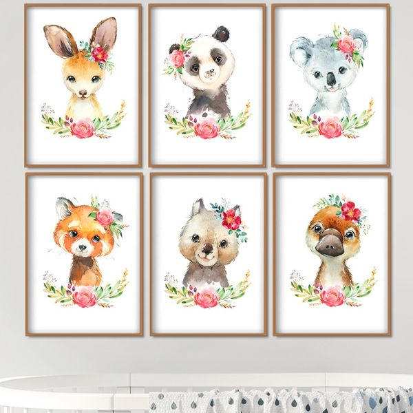 

cartoon animals koala panda duck wall art canvas painting print nordic posters and prints wall pictures for kids room decor