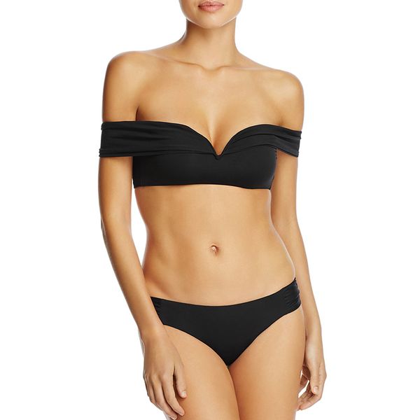 

большие продажи женщины одежда бикини купальник backless черный светская плеча бикини 2pcs купальный костюм, White;black