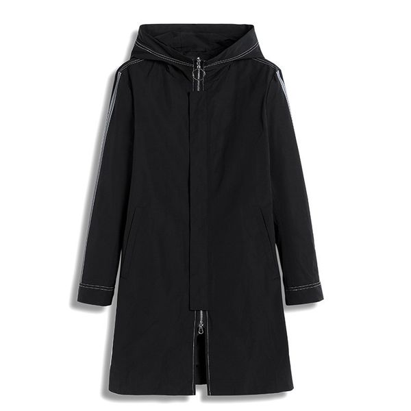 

pioneer camp mens overcoat brand clothing casual new style long trench coat men hooded, Tan;black