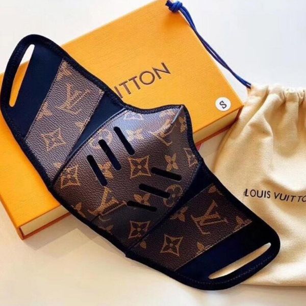 

luxury leather half face mask, fashion monogrammed print mask mouth covers staying safe in style men and women size with box