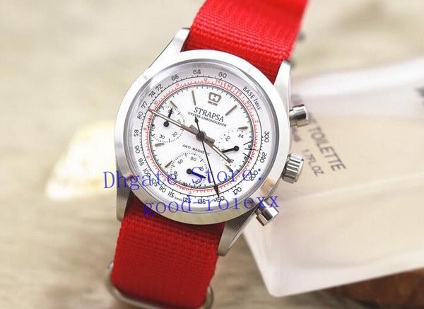 

6 colors men's quartz chronograph watch mens swiss ronda sport red nato fabric strap cosmograph watches men antique chronometer wristwa, Slivery;brown