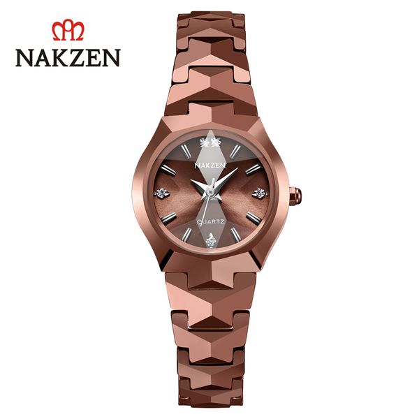 

original japanese nakzen watch women tungsten quartz watch business rose gold, Slivery;brown