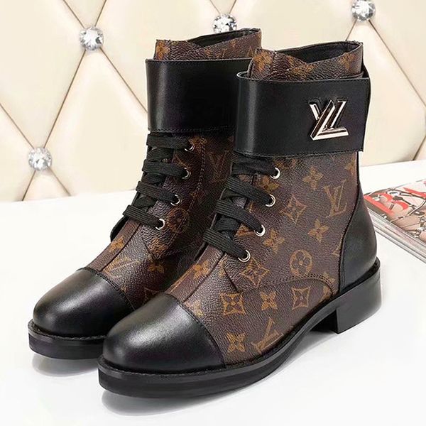 

2019 shoeswonderland ranger lace-up boot lady outdoor leather flat heel rubber outsole boots martin boots locomotive boots, Black