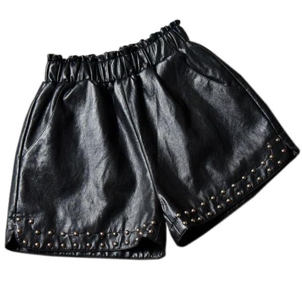 

плюс размер 5xl!осень зима новый высокая талия свободные широкие шорты женщин упругие талии бисером шорты, White;black