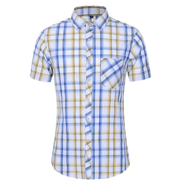 

2020 классические новые мужские пляжные рубашки мода мужская клетчатая рубашка с короткими рукавами большой размер s-7xl повседневная рубашк, White;black