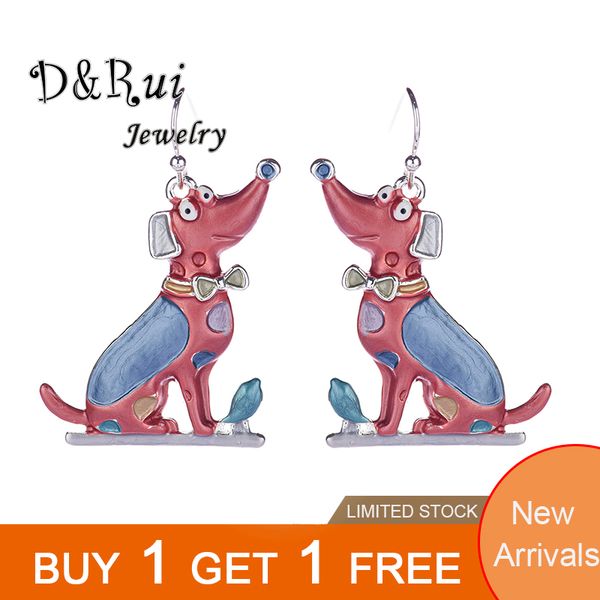 

colorful enamel alloy drop earrings for girls party female jewelry cute animal dog dangling earring accessories women's gifts, Silver