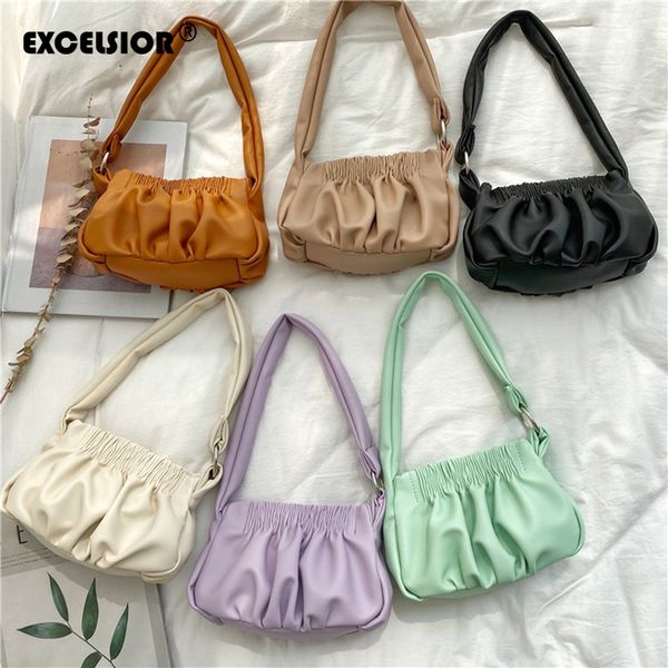 

excelsior retro new soft pu women's handbag fashion pleated armpit underarm bag shoulder bags for women 2020 bolsa mujer