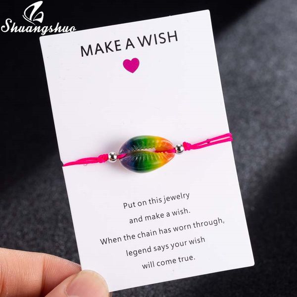 

shuangshuo red rope chain bracelets shells bracelet for women colorful sea charms bracelets femme men seashell bracelet jewelry, Golden;silver