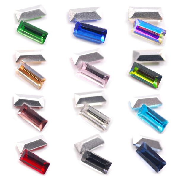 

nail art decorations 20pcs colorful rectangle glass mini rhinestones 2x4mm crystal uv gel on stone manicure tips for rhinestone, Silver;gold
