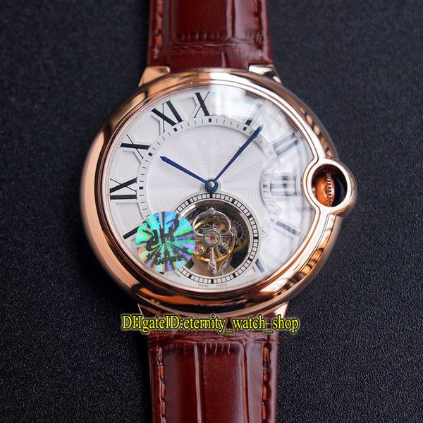 JH TOPE версия 42 мм W6920001 Real Tourbillon Автоматический белый циферблат WGBB0017 мужские часы Sapphire 18K розовый золотой корпус кожи дизайнерские часы