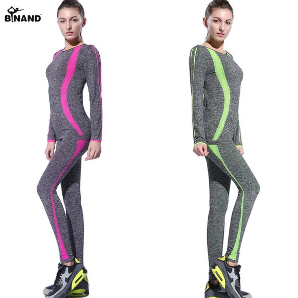 

binand stretch нашивки высокая упругие женщины йога наборы упражнения спортивная фитнес бег костюмы йога рубашки и elastic тонкий штаны