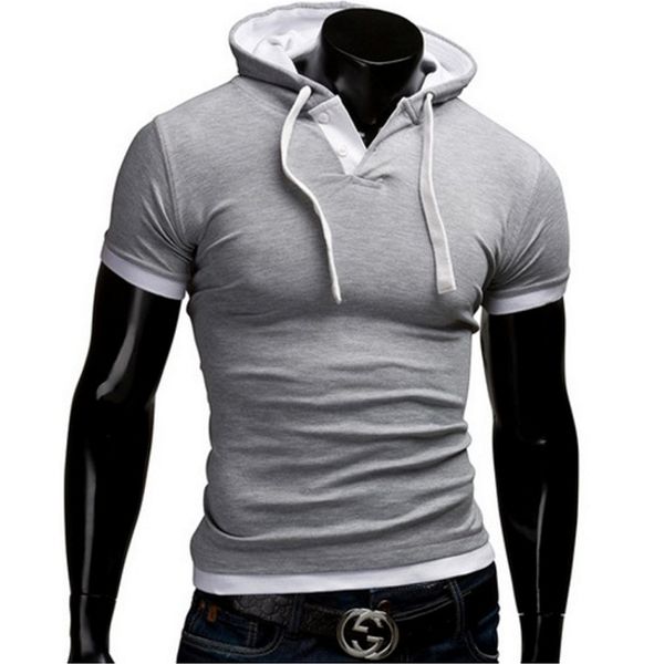 

mens polo 2019 summer mens hooded sling short -sleeved tees male polo shirt slim 4xl dt88, White;black