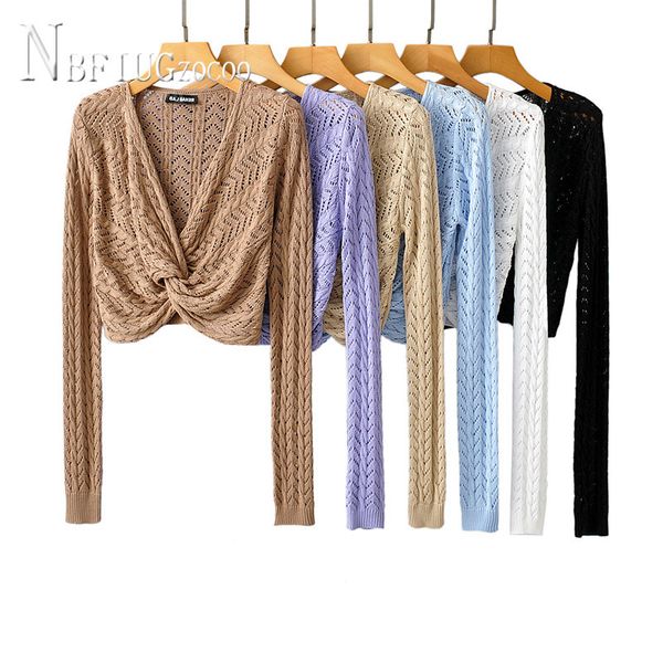

2020 hollow design solid color women sweater 6 colors can choose female pullover, White;black