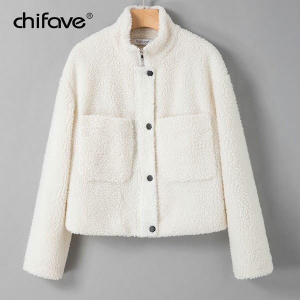 

chifave women's winter warm faux fur coat female 2018 new fashion lamb cashmere jackets and coats ladies plus size lamb fur coat, Black