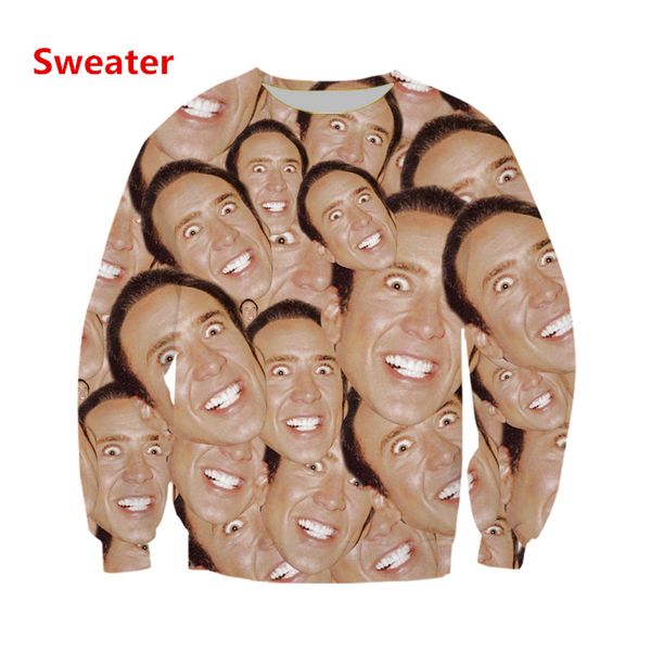 

new fashion famous actor nicolas cage sweatshirt 3d print funny space, Black