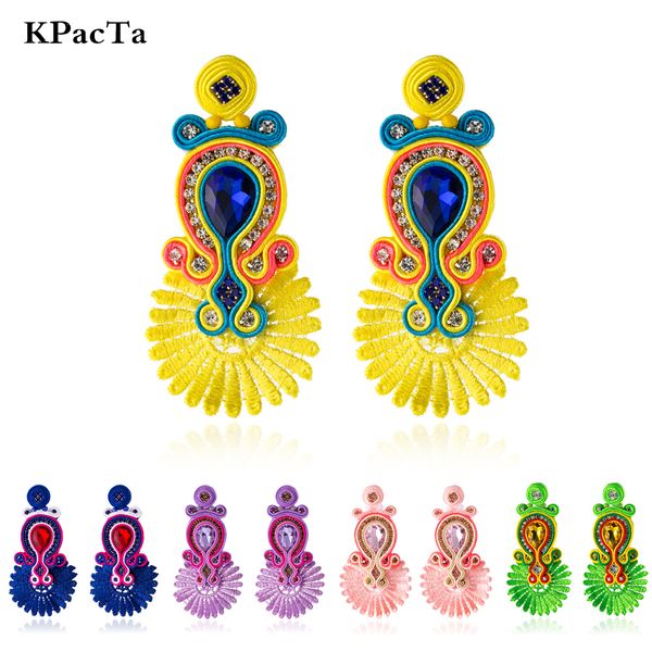 

kpacta new soutache handmade fashion earrings ethnic jewelry women crystal decoration drop earring party gifts boucle d'oreille, Silver