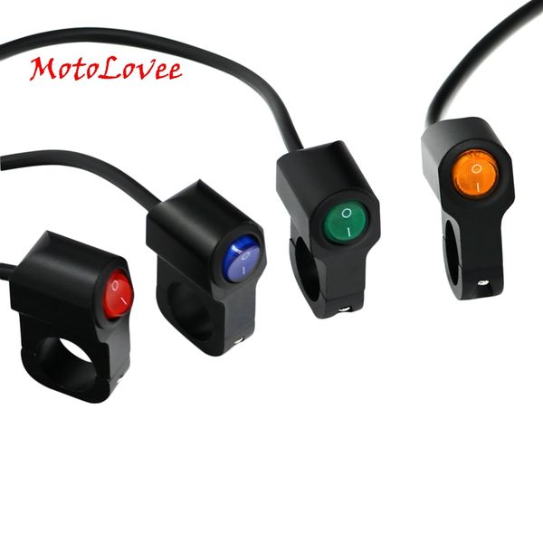 

motolovee black universal 12v motorcycle led handlebar headlight fog spot light on off switch aluminum-alloy