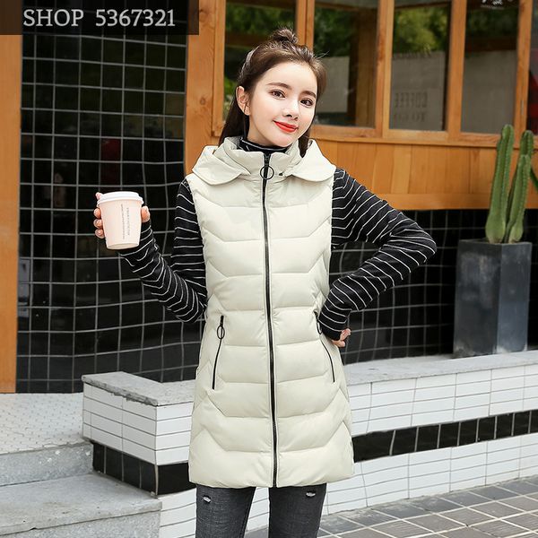

vest schoolgirl 2019 joker long fund vest easy bread cotton loose coat, Black;white