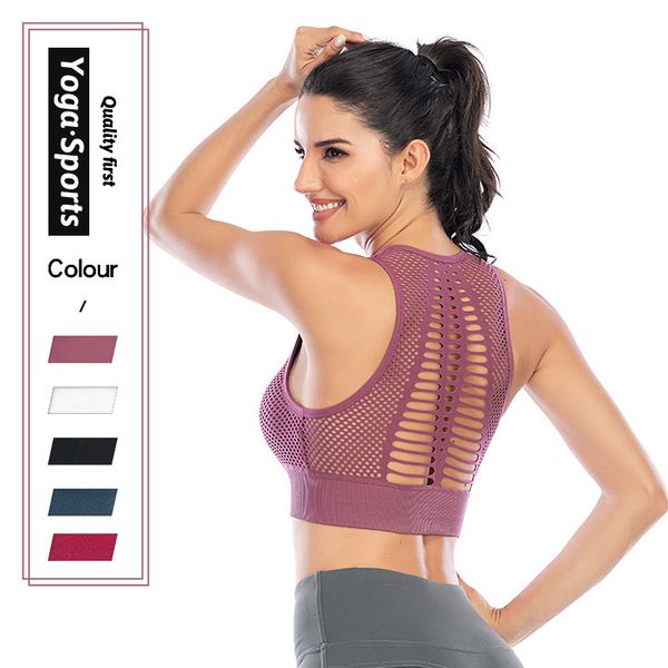 

2020 style beauty sports bra breathable mesh fitness back wide-brimmed straps underwear sports bra, White;black