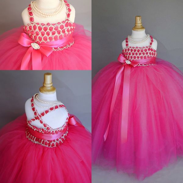 

2020 ball gown flower girls dresses beading spaghetti hand made flower dress puffy kids birthday party wear, White;blue