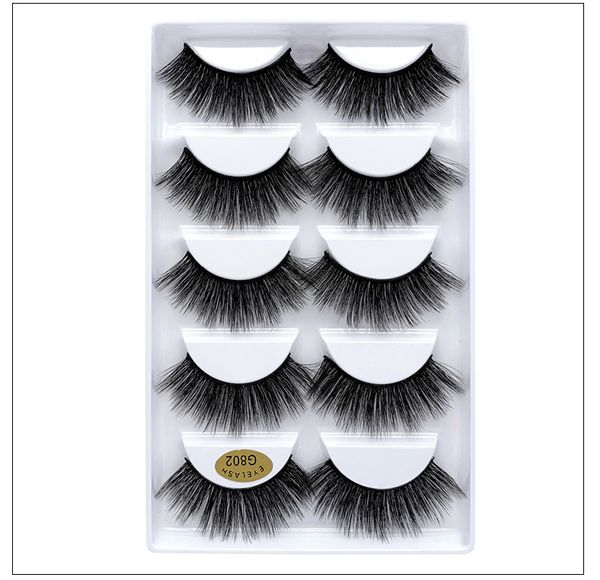 

handmade reusable 5pairs mink lashes set thick natural long false eyelashes soft & vivid mink fur hair lashes mink dhl free
