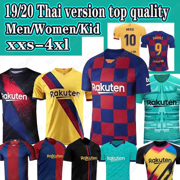 

fc barcelona soccer jersey 19 20 camisetas de futbol ansu fati messi griezmann de jong maillots de football shirt men women kids kit, White;yellow