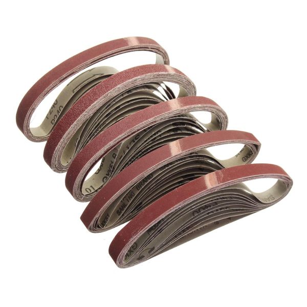 

10pcs 15x452mm sanding belt 60-600 grit for m10 sander adapter polishing machine