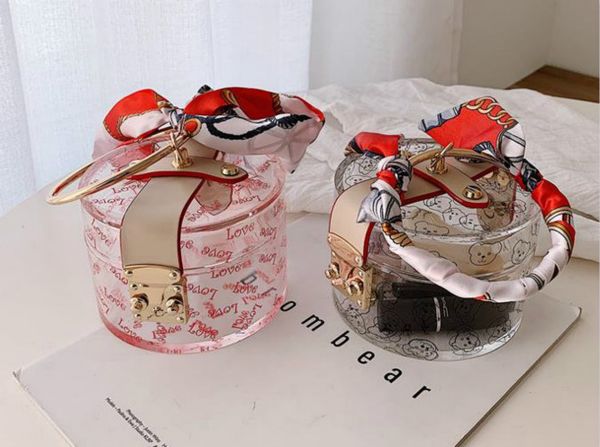 

Transparent Designer Handbags 2020 New Fashion Scarf Wild Handbag Retro Small Round Bag In Stock