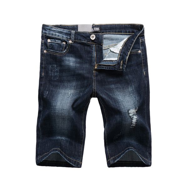 

Fashion Streetwear Men Short Jeans Black Blue Slim Fit Elastic Ripped Jeans Men Denim Shorts hombre Summer Hip Hop Shorts