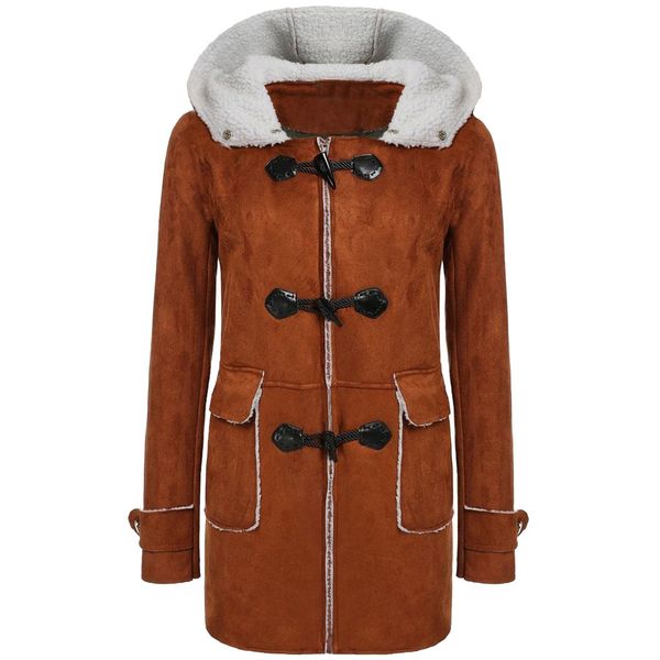 

coat cotton jacket women nice women autumn winter cotton overcoat horn buckle coat female hooded winter parka plus size#j31, Black