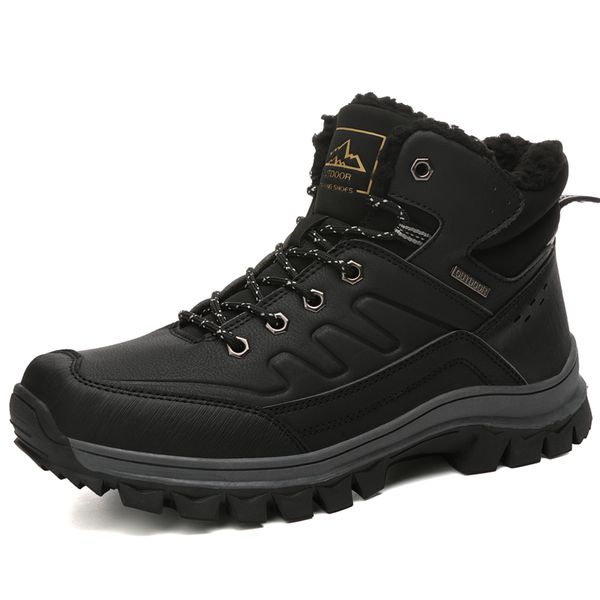 

2019 new winter plush waterproof snow boots shoes warm winter men's sneakers footwear fashion outdoor ankle boots men's, Black