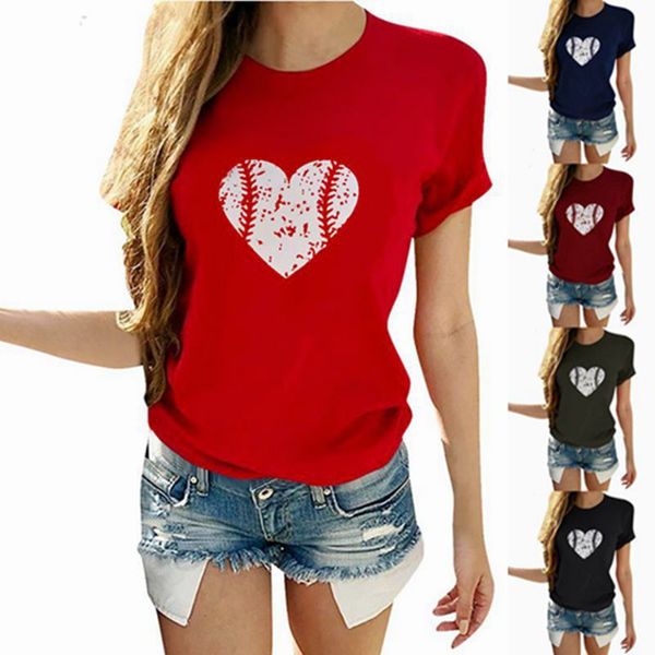 

womens summer love heart tshirt solid color round neck short sleeve tee female designer casual, White