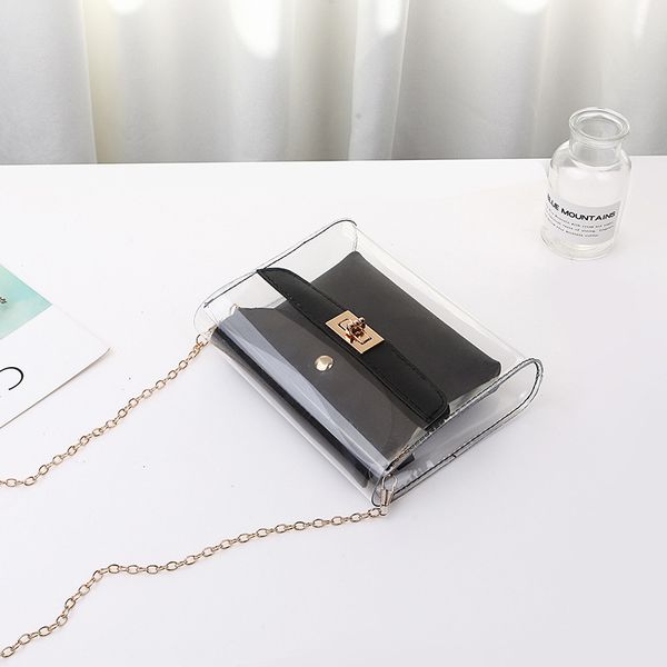 

women transparent shoulder bags chain pvc clear bag satchel bag fashion crossbody bags ladies messenger casual small handbags