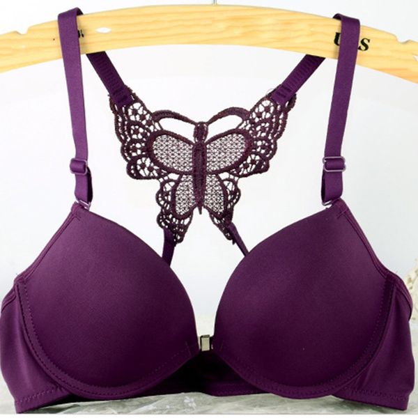 

2019 women lace underwear set seamless push up underwire brassiere & panty front closure three quarters cup lingerie set, Red;black