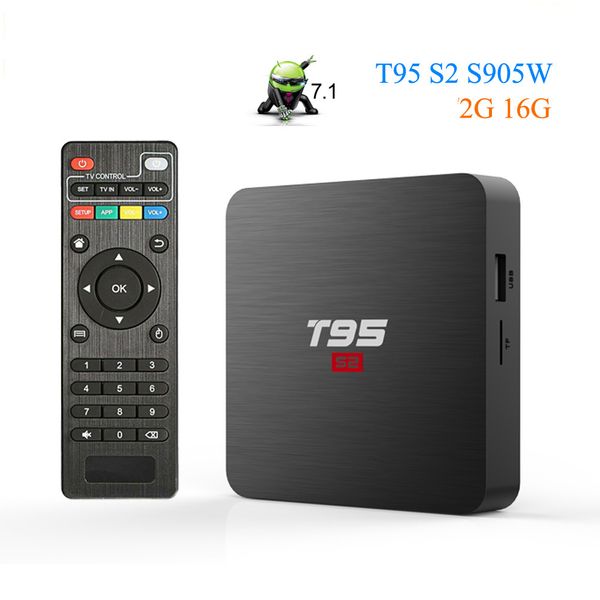 

T95 S2 ТВ-КОРОБКА ОС Android 7.1 Smart TV Box 2 ГБ 16 ГБ Amlogic S905W Quad Core 2,4 ГГц Wi-Fi Set Top Box Media Player