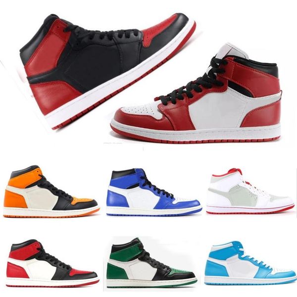 

with box 1 homage to home basketball shoes men women 1s black red white royal blue sports j1 s sneakers