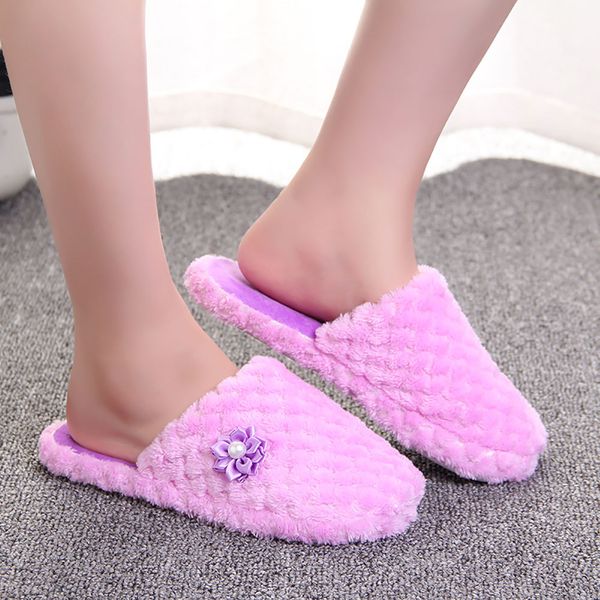 

women warm shoes solid slipper indoors anti-slip winter house shoes flip flops women indoor warm zapatos de mujer#a20, Black
