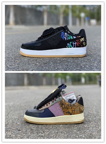 

wholesale with box 2020 new black brown astroworld 1 men women low basketball shoes outdoor trainers size 36-47