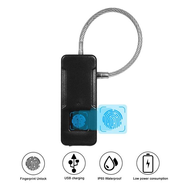 

bag lock mini portable fingerprint lock smart intelligent outdoor bag handbag anti theft lock protection excellent recognition