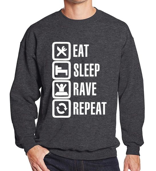 

funny hoody eat sleep rave repeat 2019 spring winter hoodies men sweatshirt fleece men's sportswear fashion casual moletom, Black