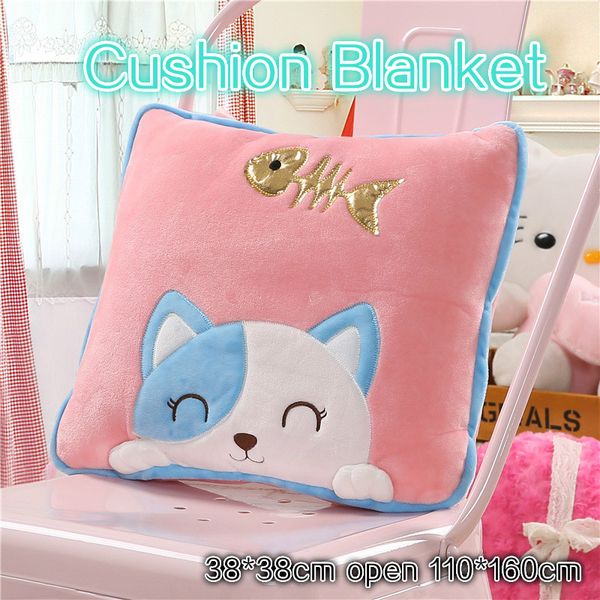 

flannel cartoon cushion blanket for girls/kids folding car seat back cushions foldable office chair lumbar cushions/pillows