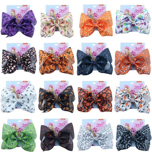 

halloween styles jojo siwa bows with clip hair accessories for girls 8inch jojo siwa hair clips bows hair bow wholesale in stock mss351, Slivery;white