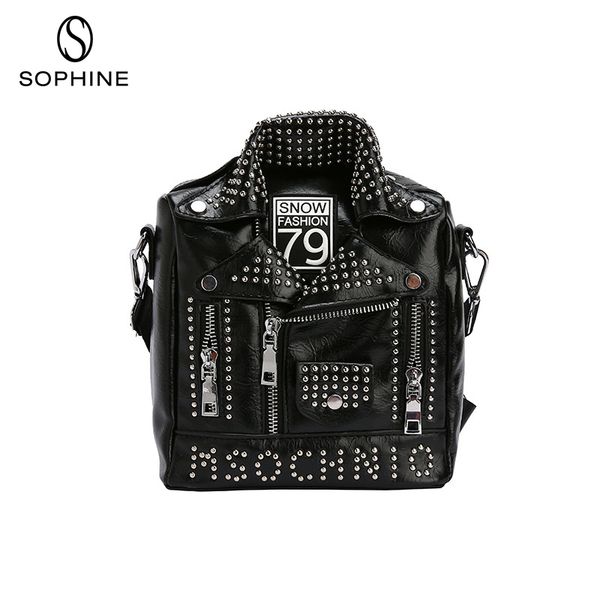 

2019 fashion clothing shape design women shoulder bag cross body handbag rock style rivet bags multipurpose